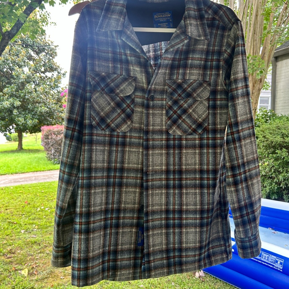 Pendleton Navy and Red Plaid Board Shirt